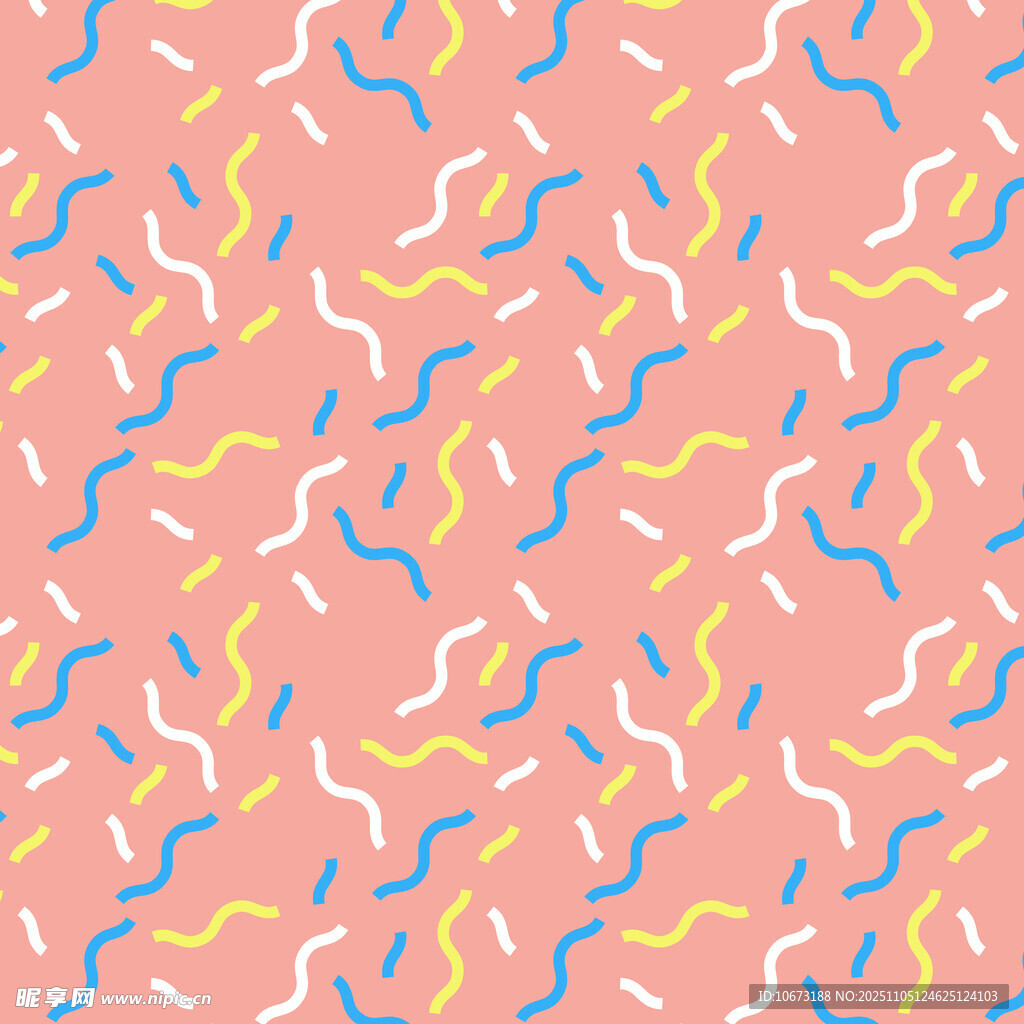 粉色背景彩色波浪线条图案