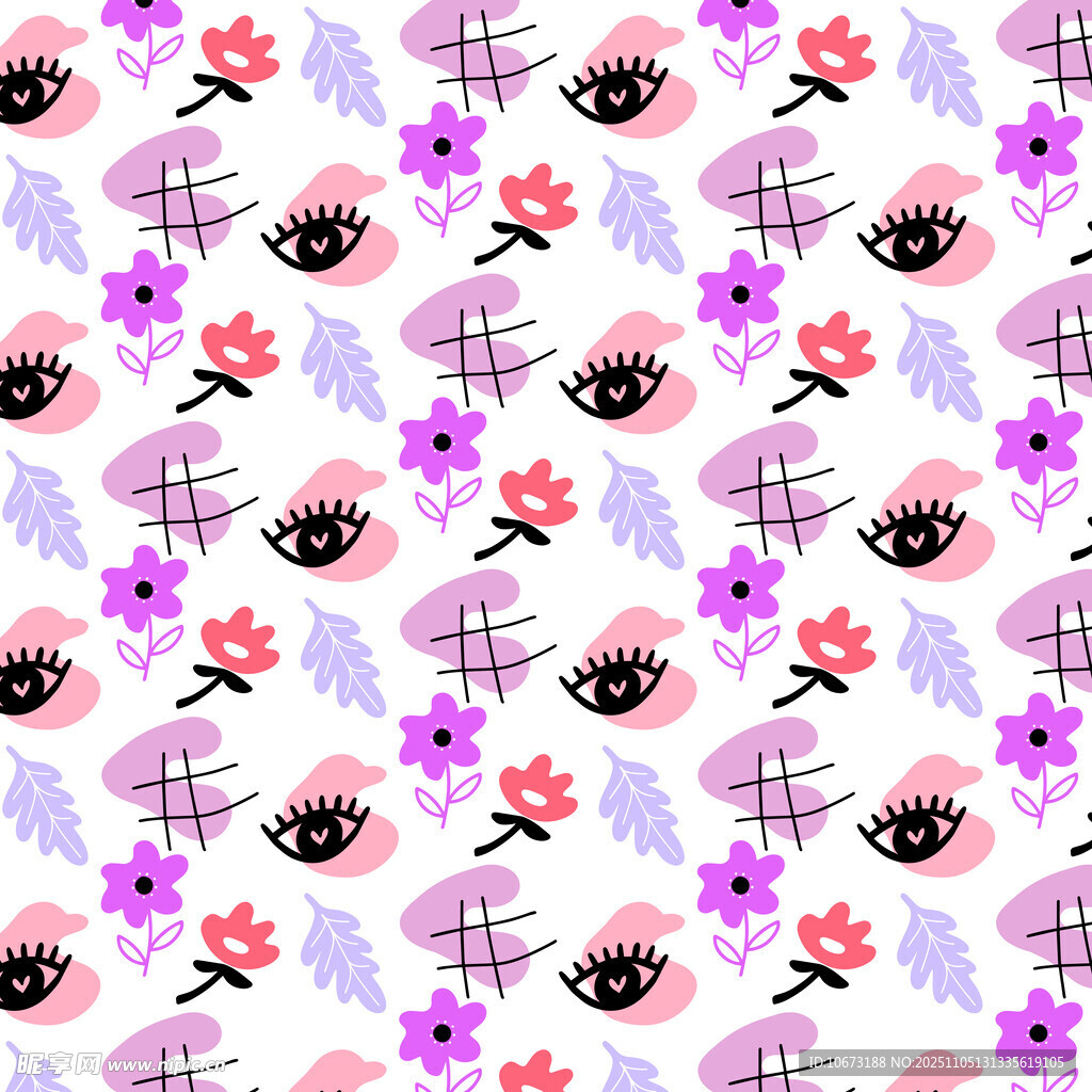 梦幻眼与花图案背景
