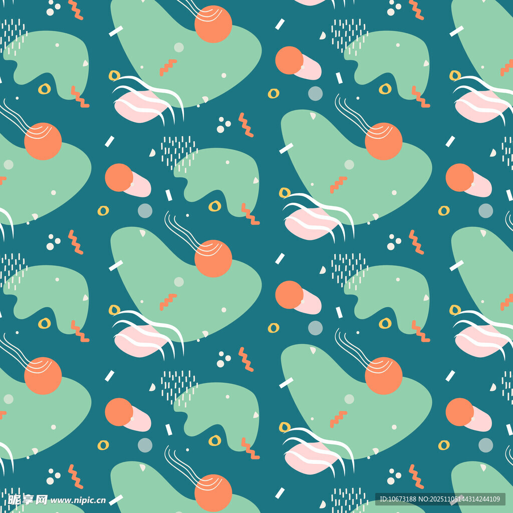 海洋生物图案的无缝背景