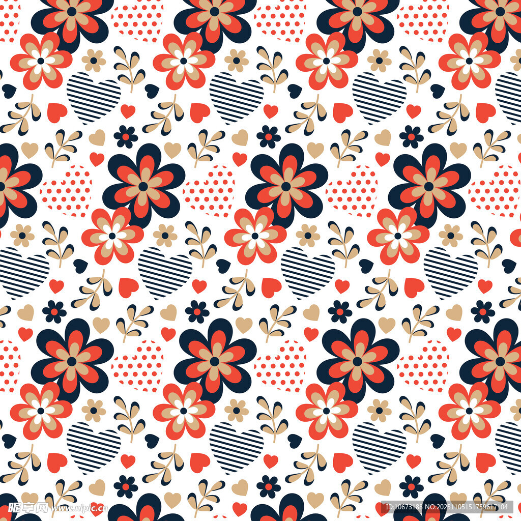 花卉心形图案背景纹理