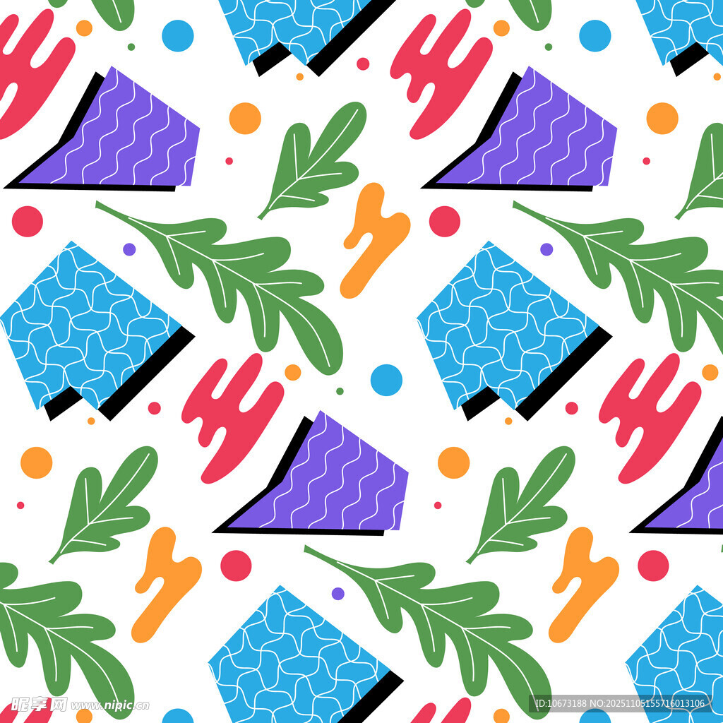 多彩几何植物图案背景