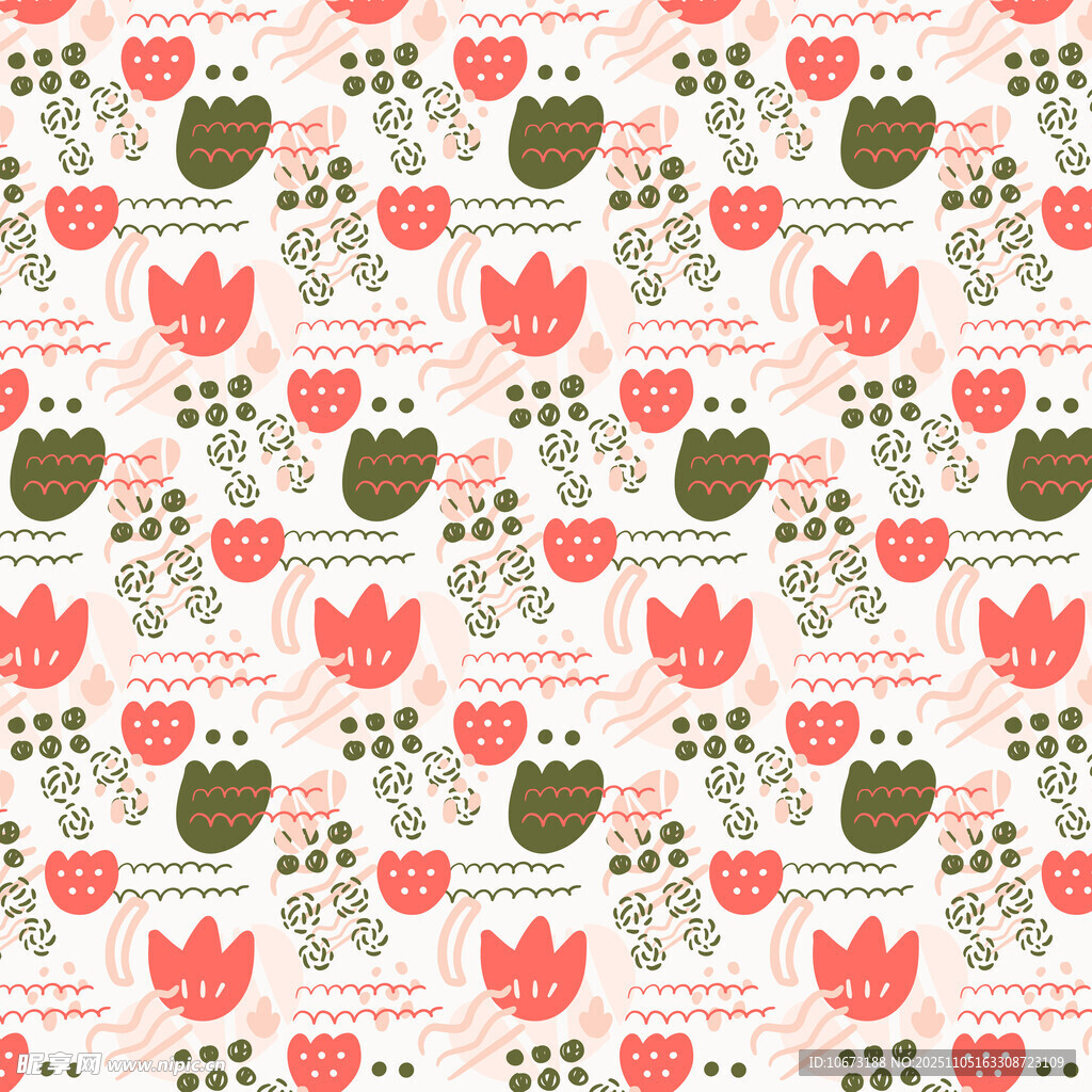 花卉植物无缝图案背景