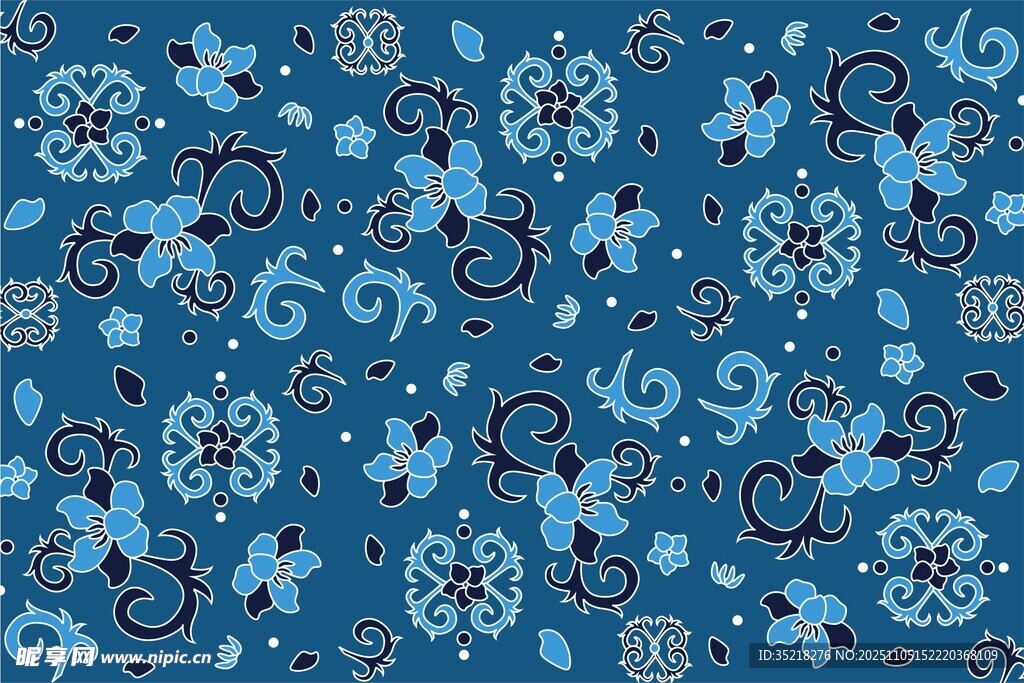 蓝色花纹图案背景