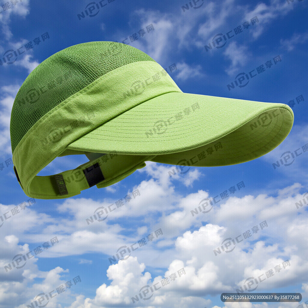 带遮的绿色帽子