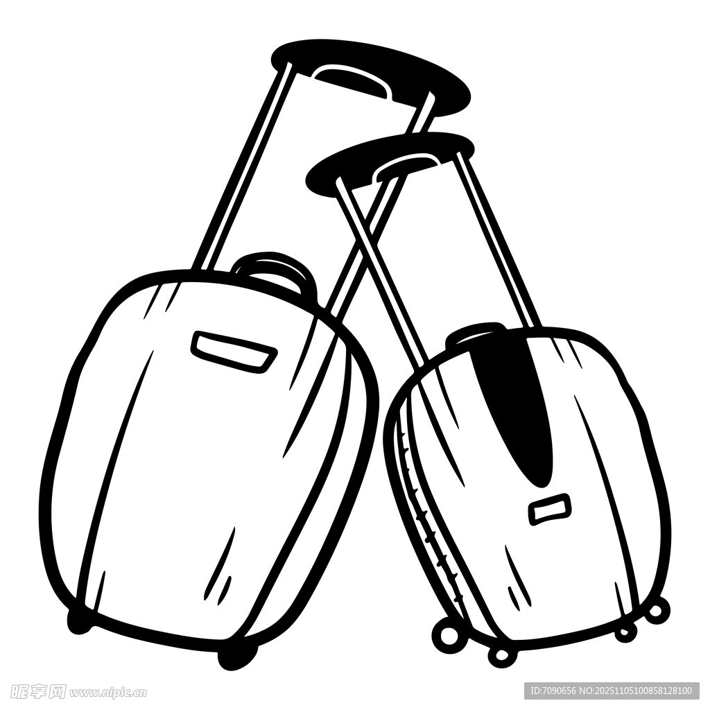 两个行李箱的简约插画