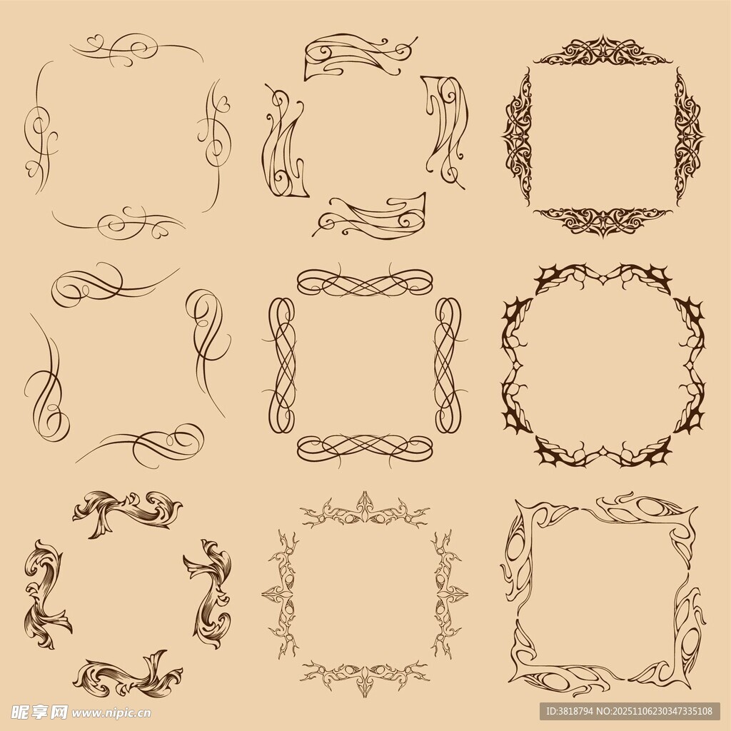 复古装饰性边框图案集合