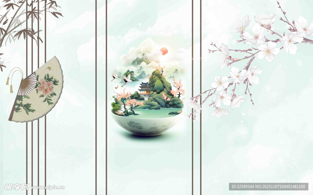 中式雅致屏风装饰画