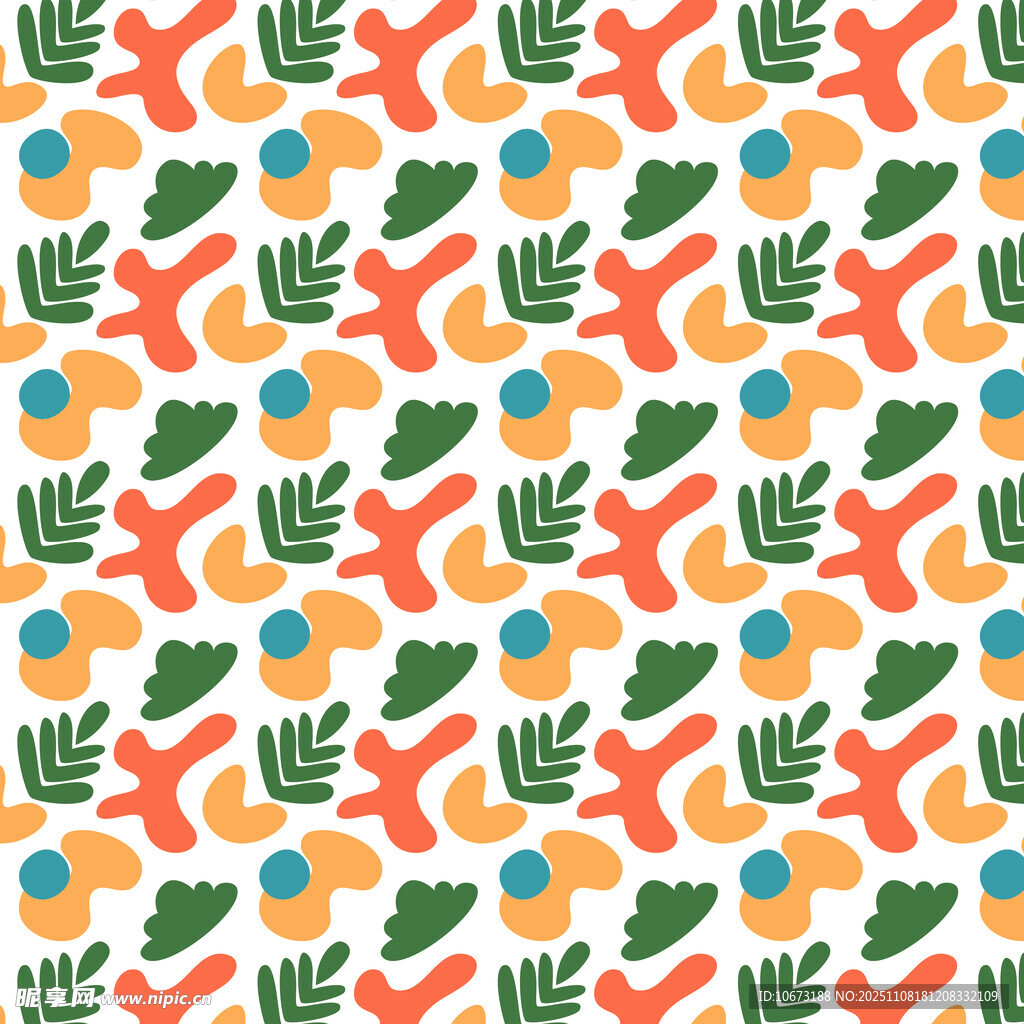 多彩植物图案无缝背景