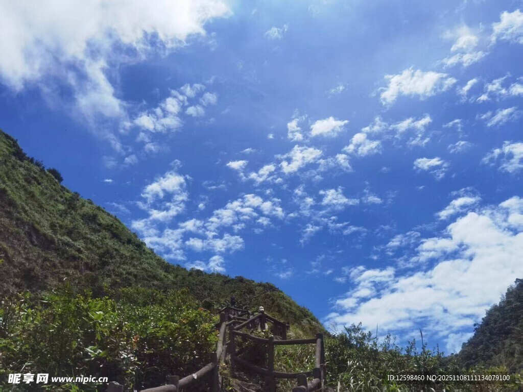 山间美景 蓝天白云绿意浓