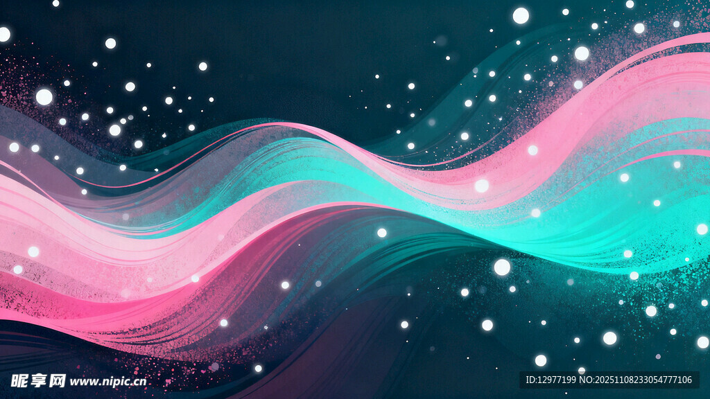 梦幻渐变波浪星空背景图片