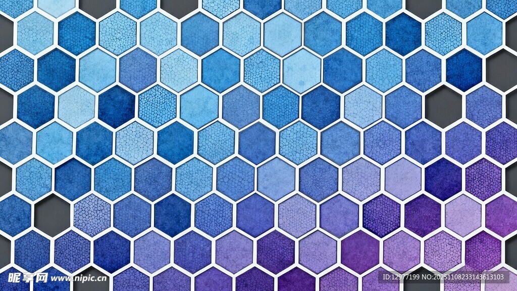 蓝紫色渐变六边形图案图片