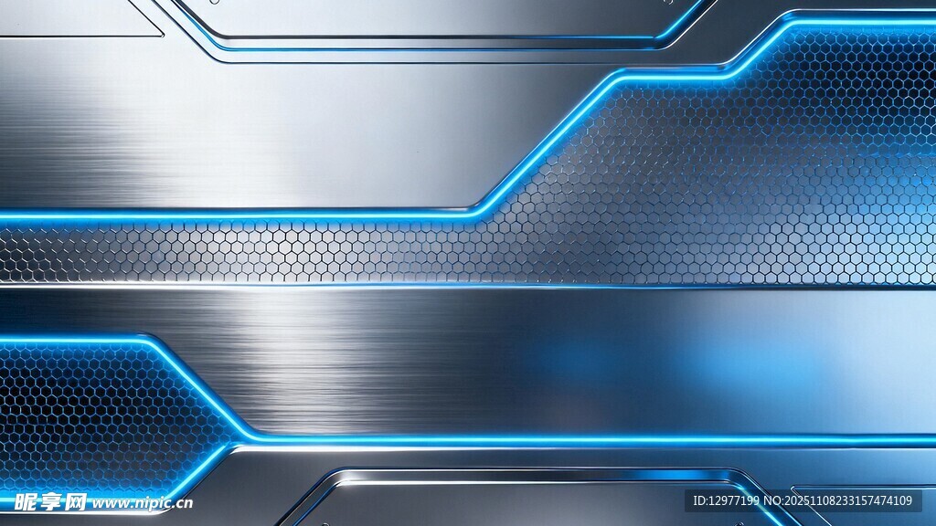 金属质感蓝线条科技背景图片