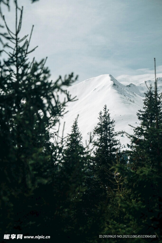 山林间的云雾缭绕山峰