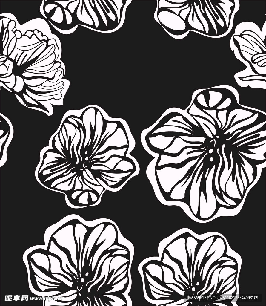 黑白花卉图案设计