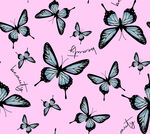 粉色背景上的多彩蝴蝶图案