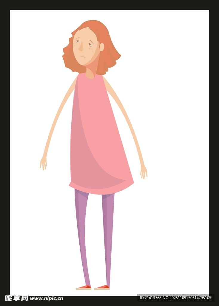 穿粉裙的卡通女孩