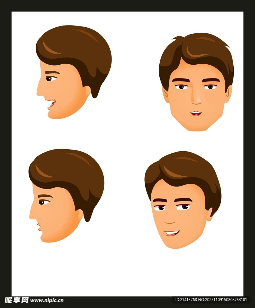 男性头像多角度展示