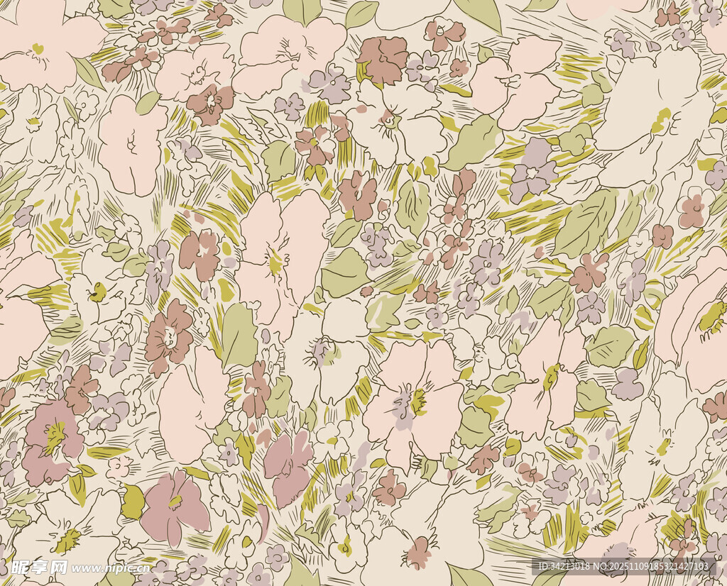 大牌复古花卉纹理图案