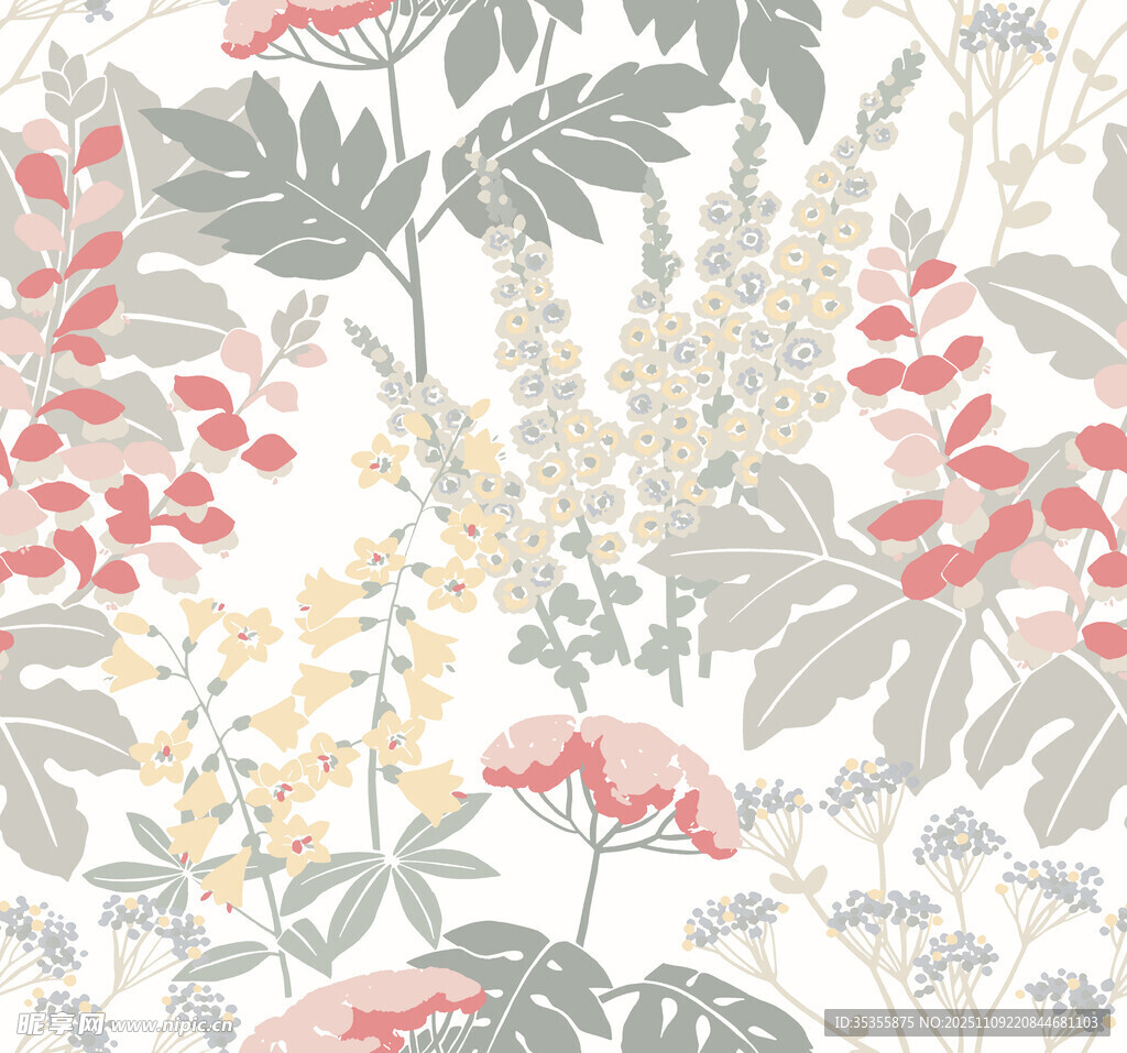 花卉植物图案墙纸设计