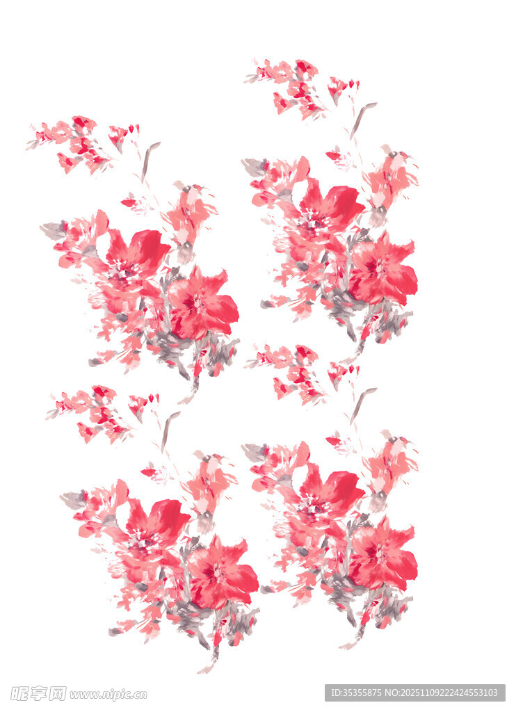 手绘粉色花卉图案素材