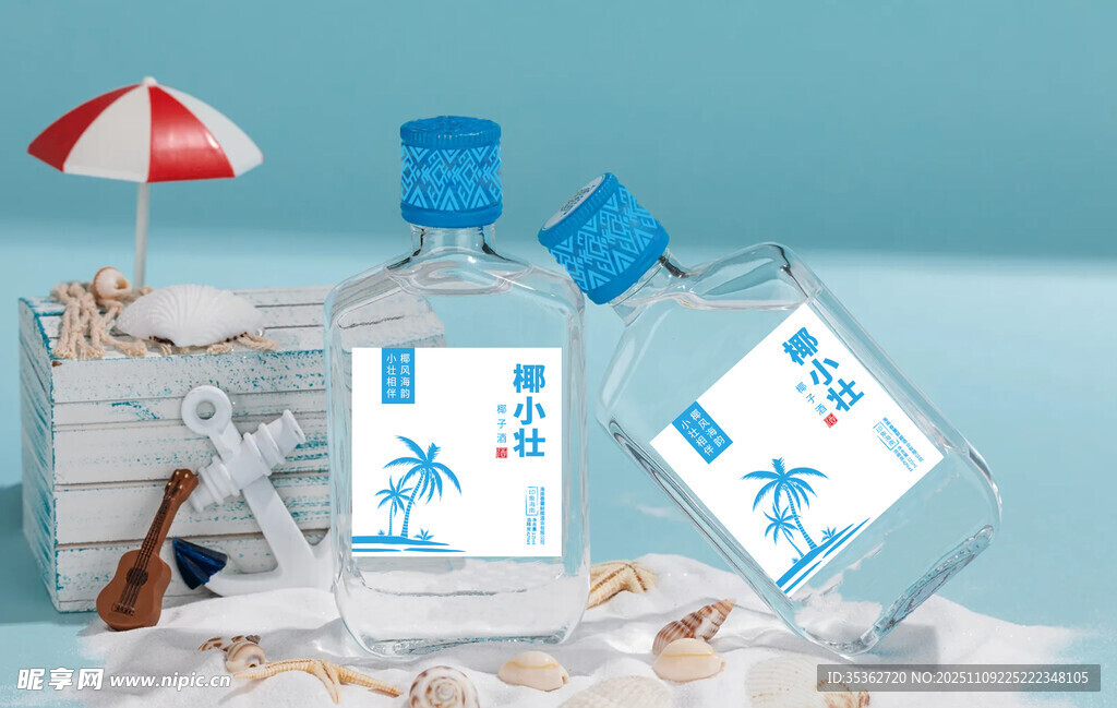 海边清爽白酒场景展示