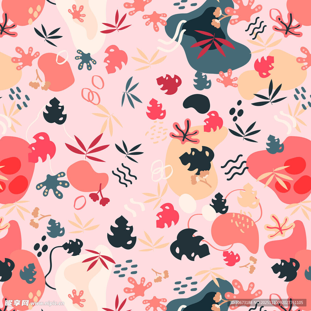 多彩植物花卉图案背景