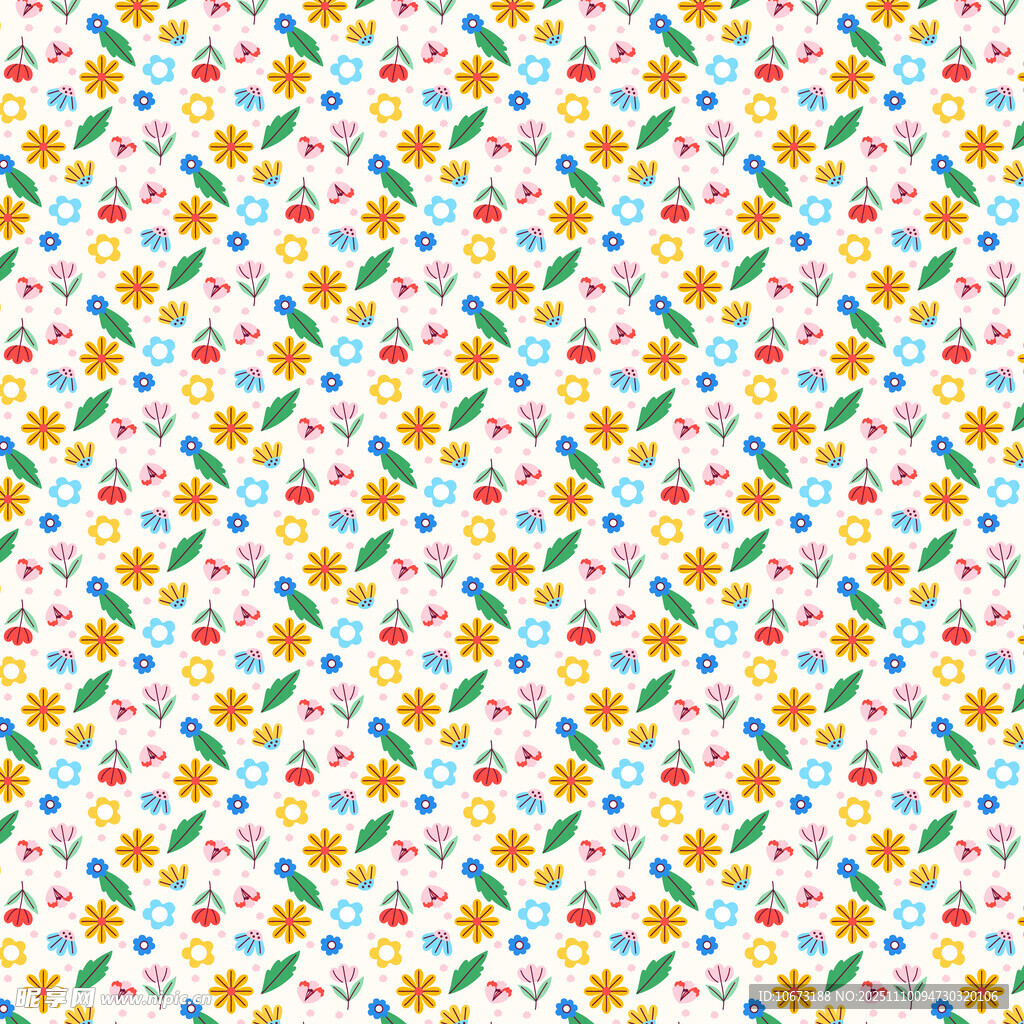 多彩花卉几何图案背景