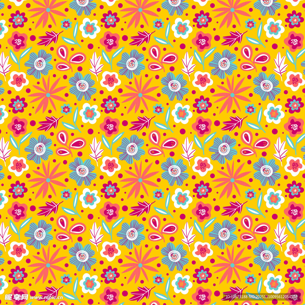 多彩花卉几何图案背景