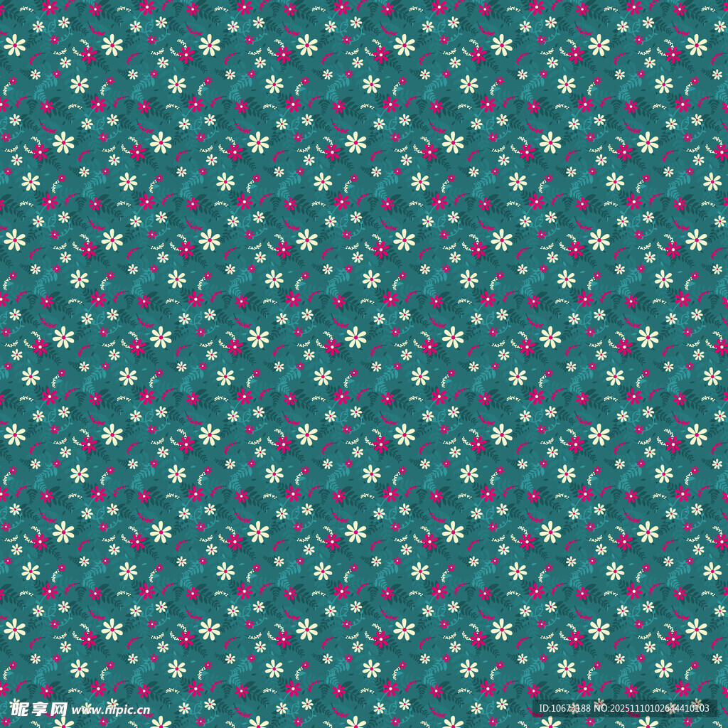 蓝绿色碎花图案背景