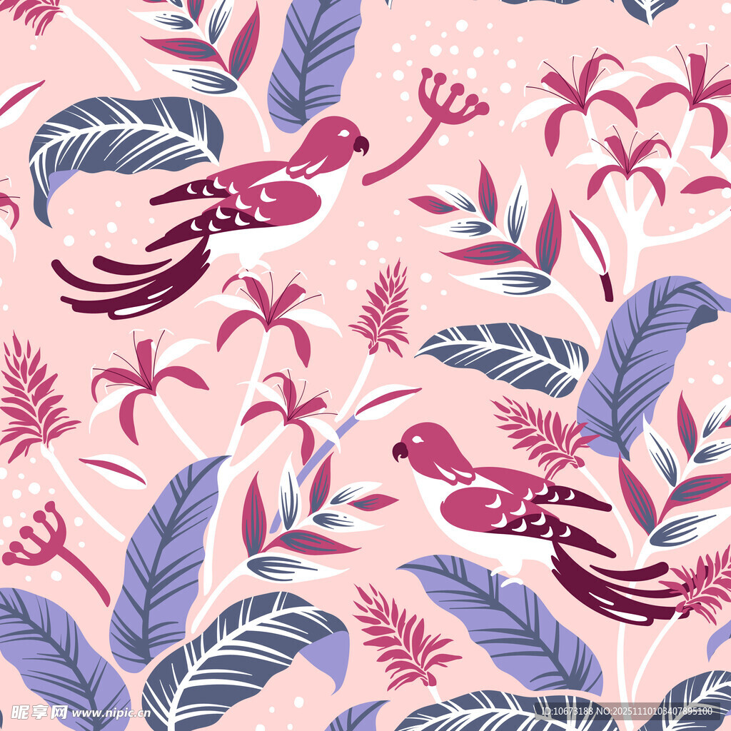 热带花鸟图案背景设计