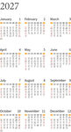 2027年日历模板