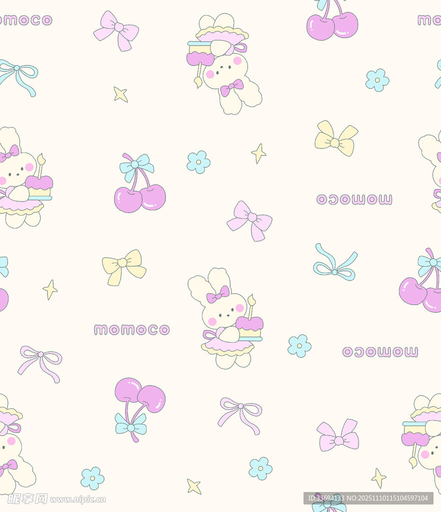 可爱卡通甜点蝴蝶结图案