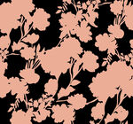粉色花卉黑色背景图案