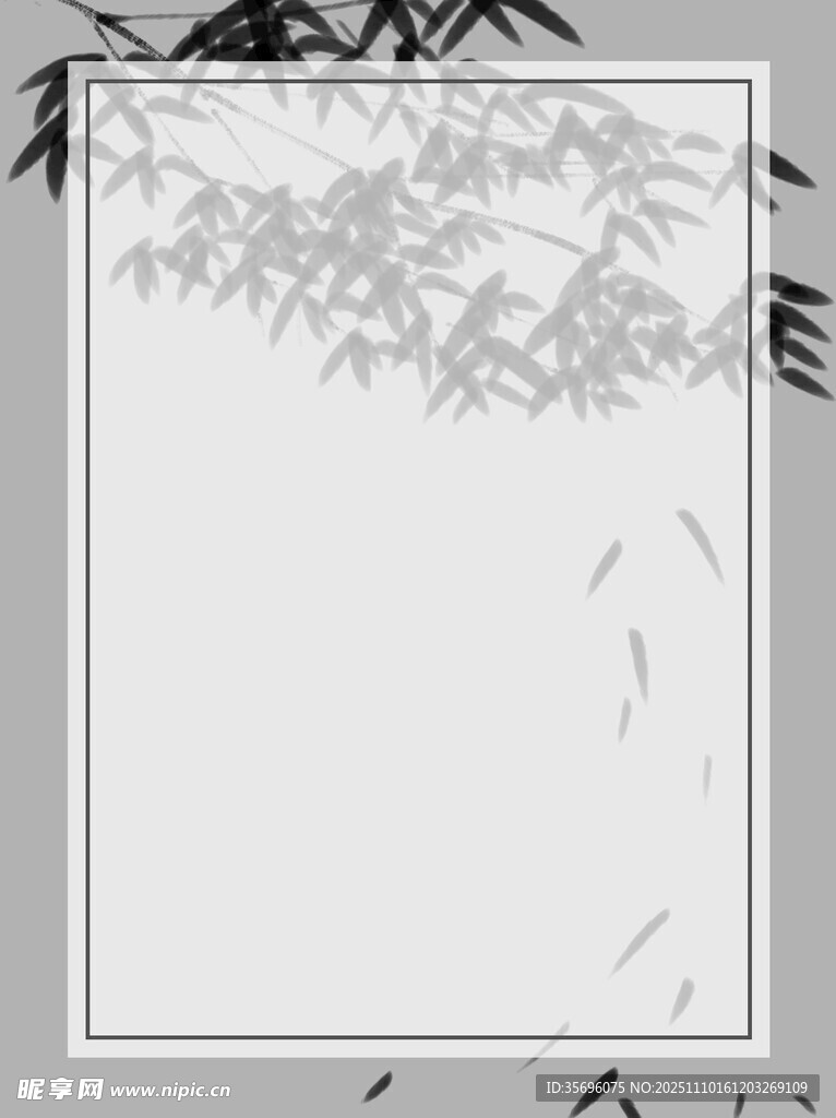 中式水墨风竹叶边框背景
