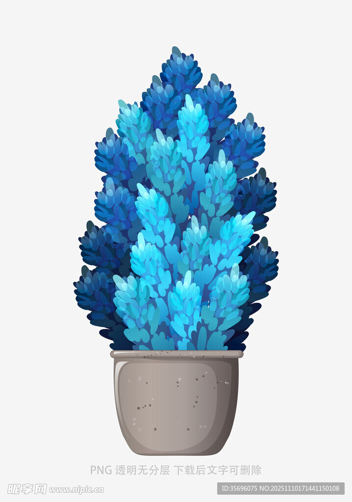 蓝色盆栽植物清新雅致