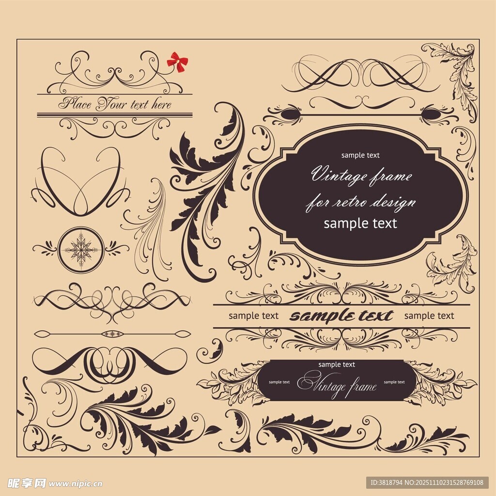 复古欧式装饰花纹设计元素