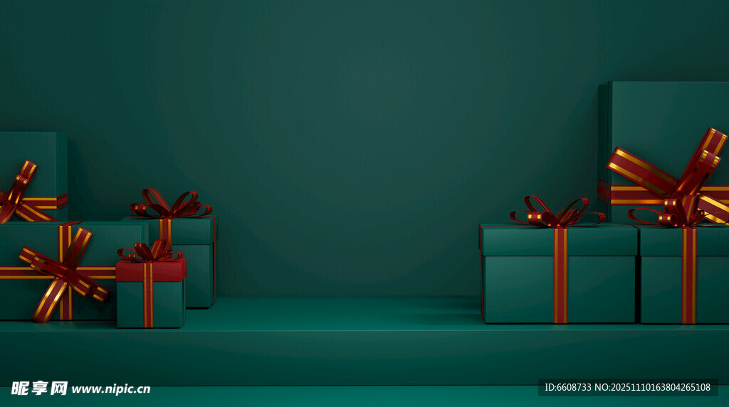 绿色背景下的精美礼品盒