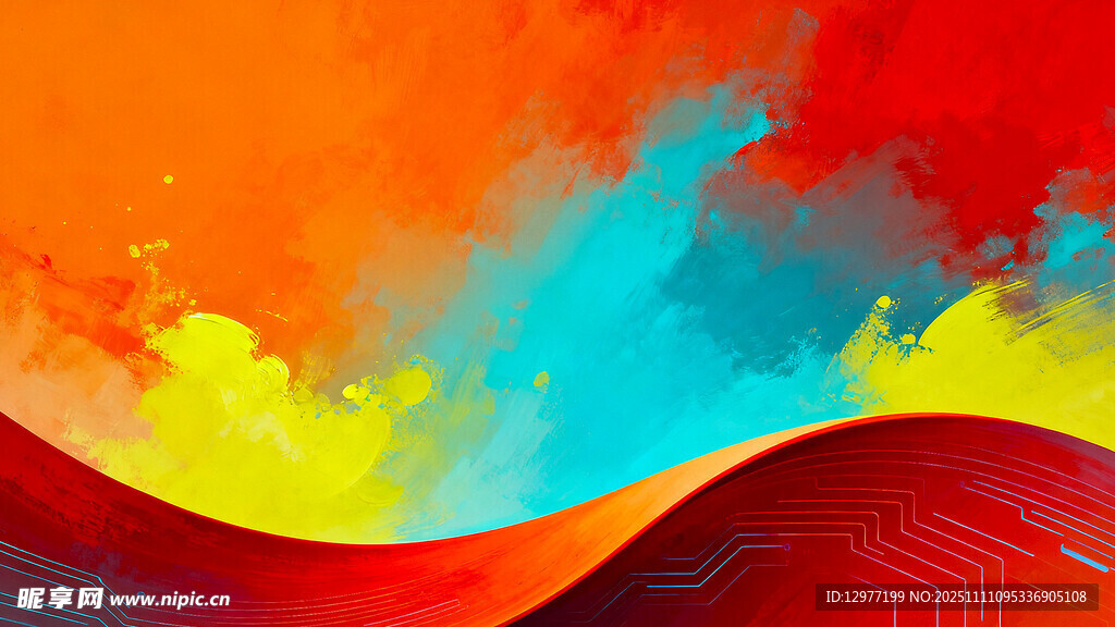 绚丽多彩的抽象波浪图案图片