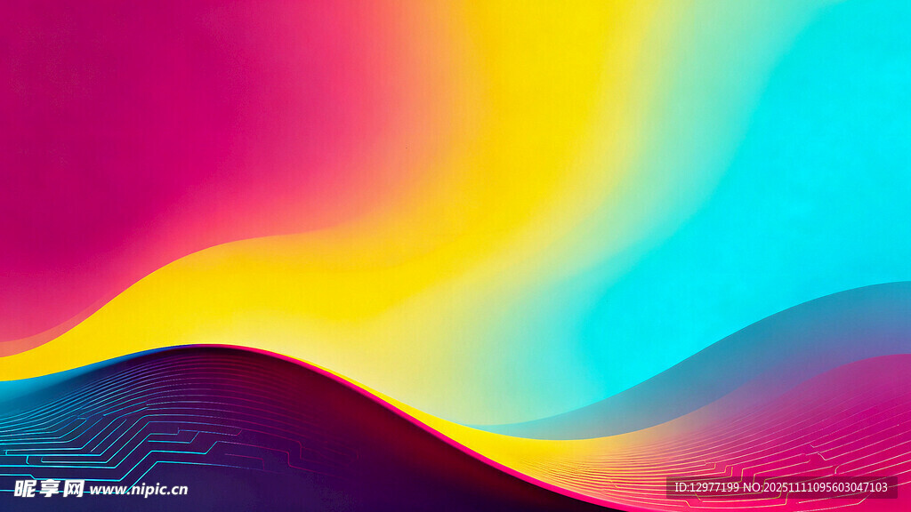 绚丽多彩的抽象波浪图案图片