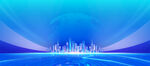 蓝色科技炫光城市夜景kv背景