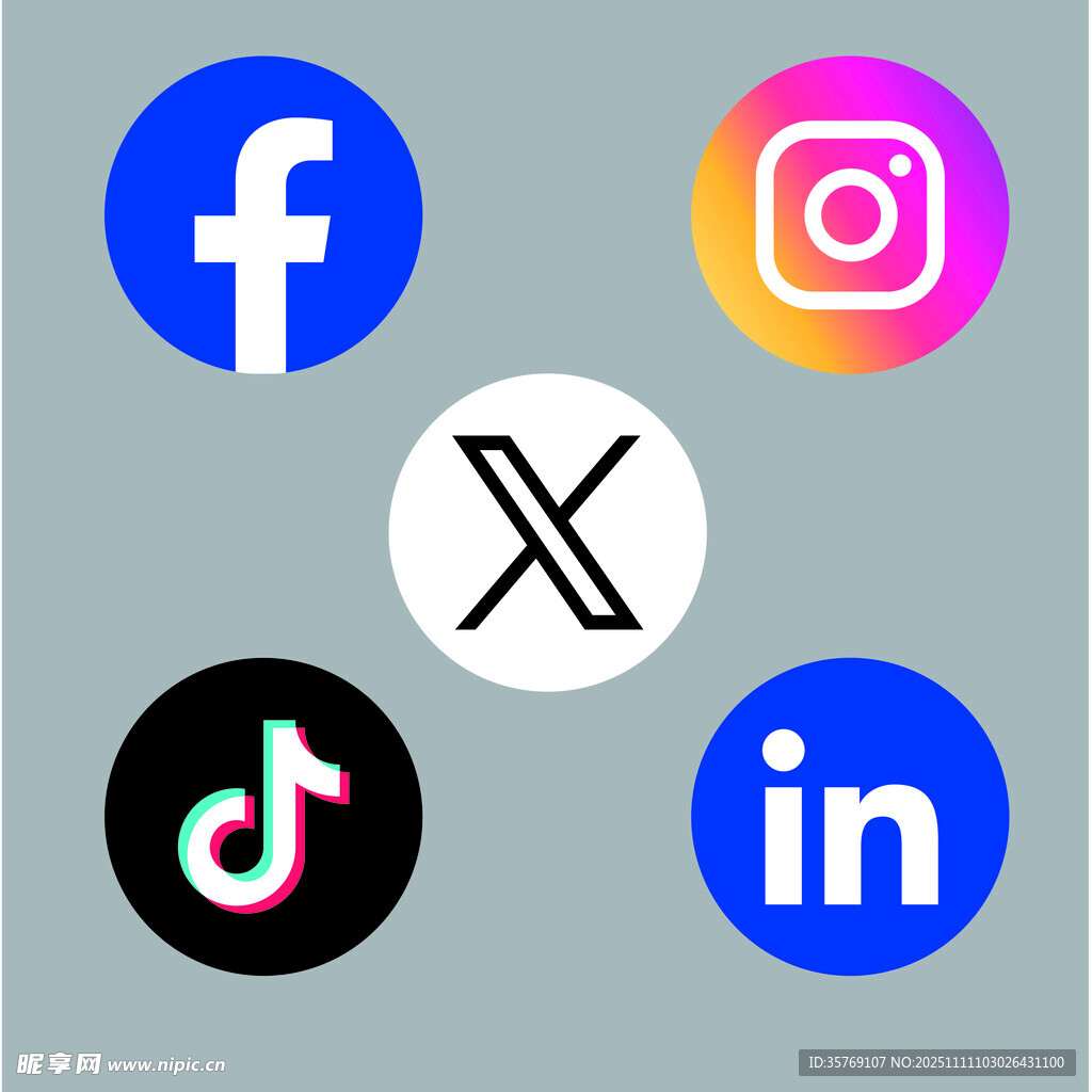 热门社交媒体平台图标集合