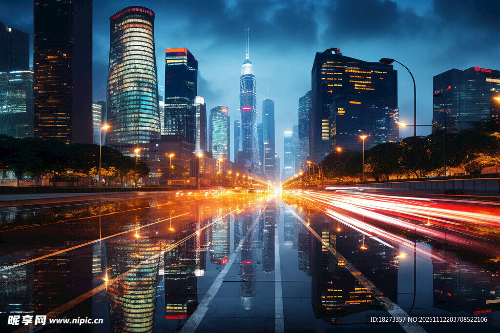 都市夜景车流光影之美