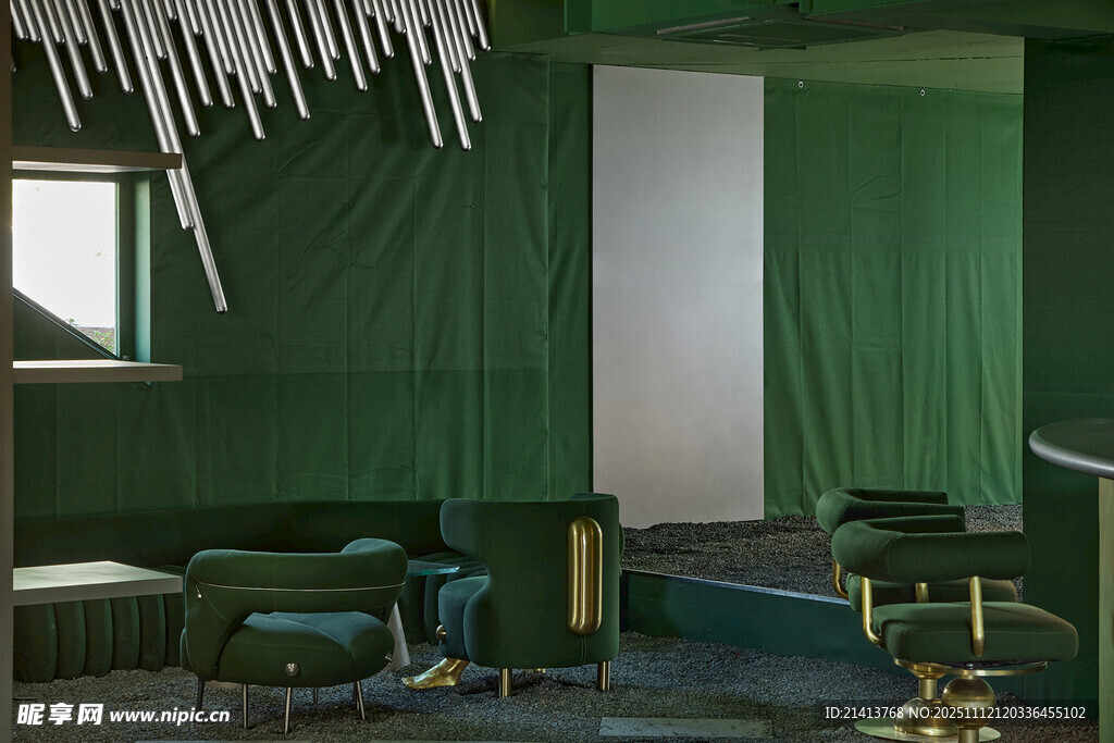 绿色系室内休闲空间场景