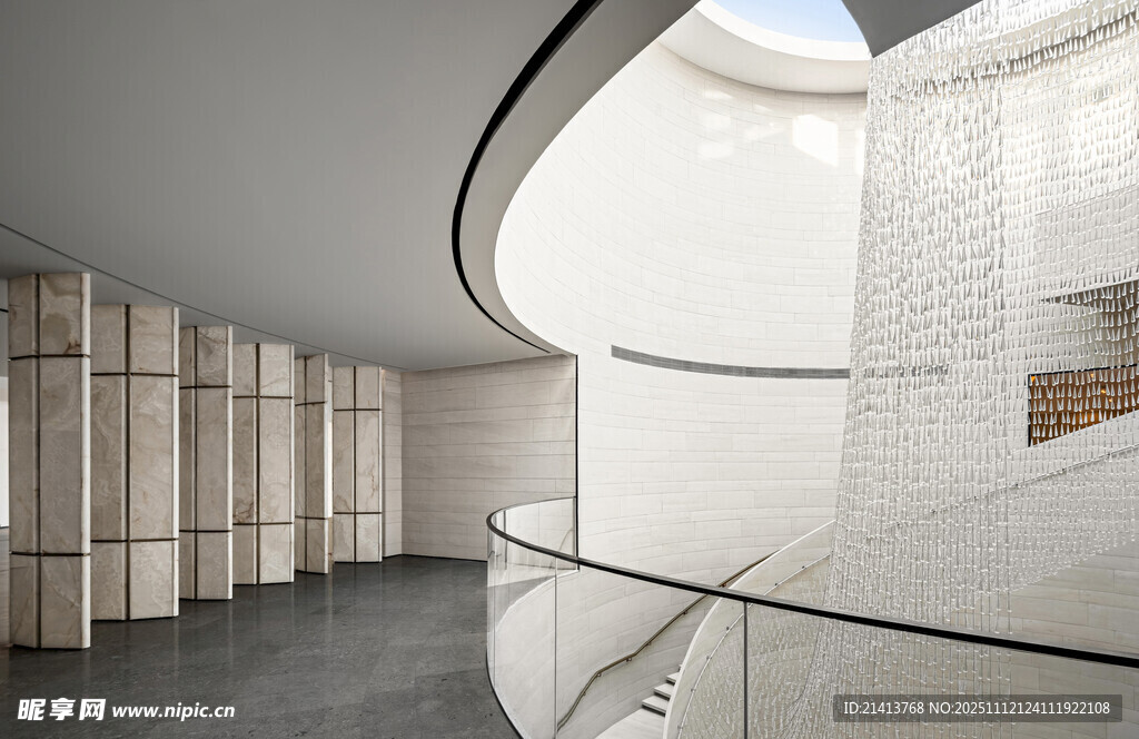 现代简约风弧形室内空间