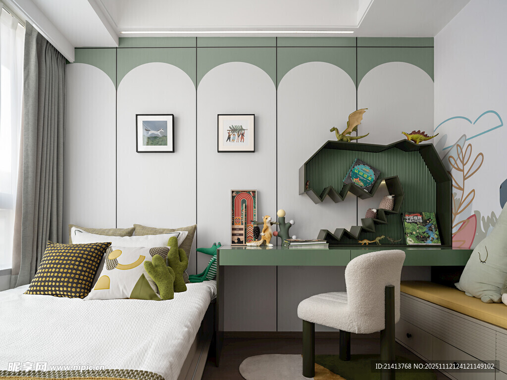 清新童趣风儿童房一角