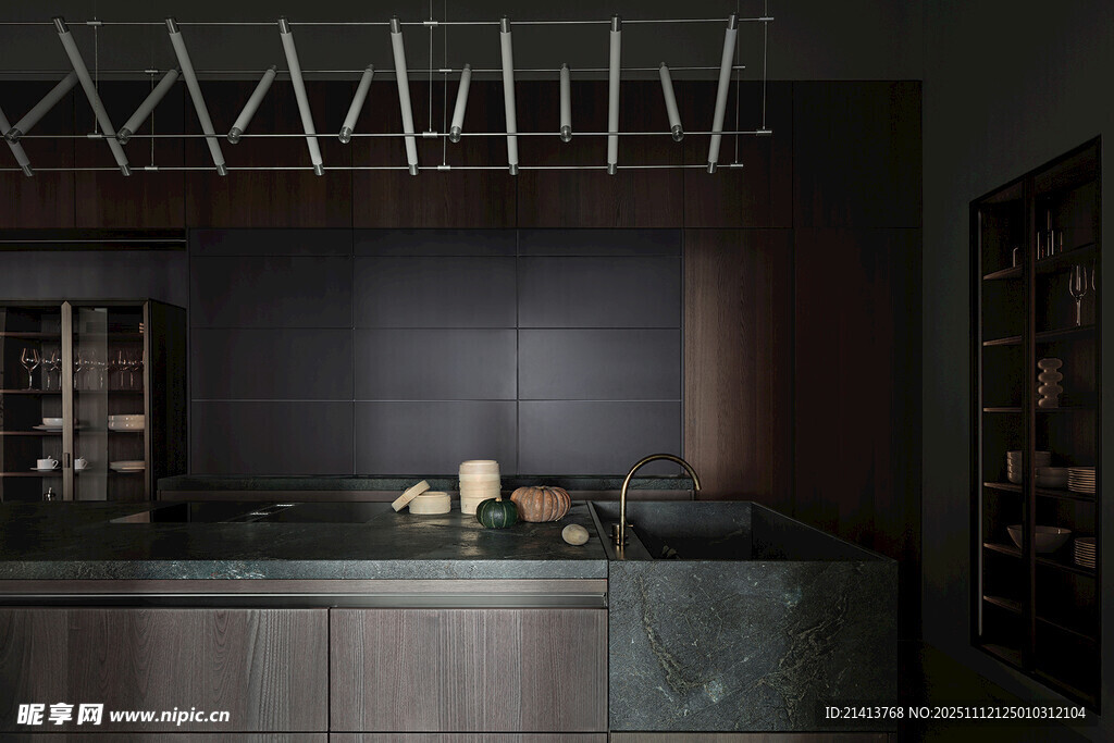 现代简约风深色系厨房空间