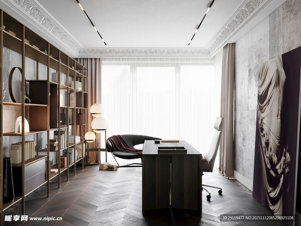 现代简约风格书房一角