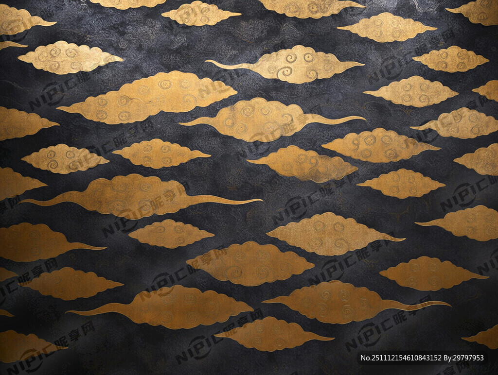 帮我生成一个有很多单独的鎏金云