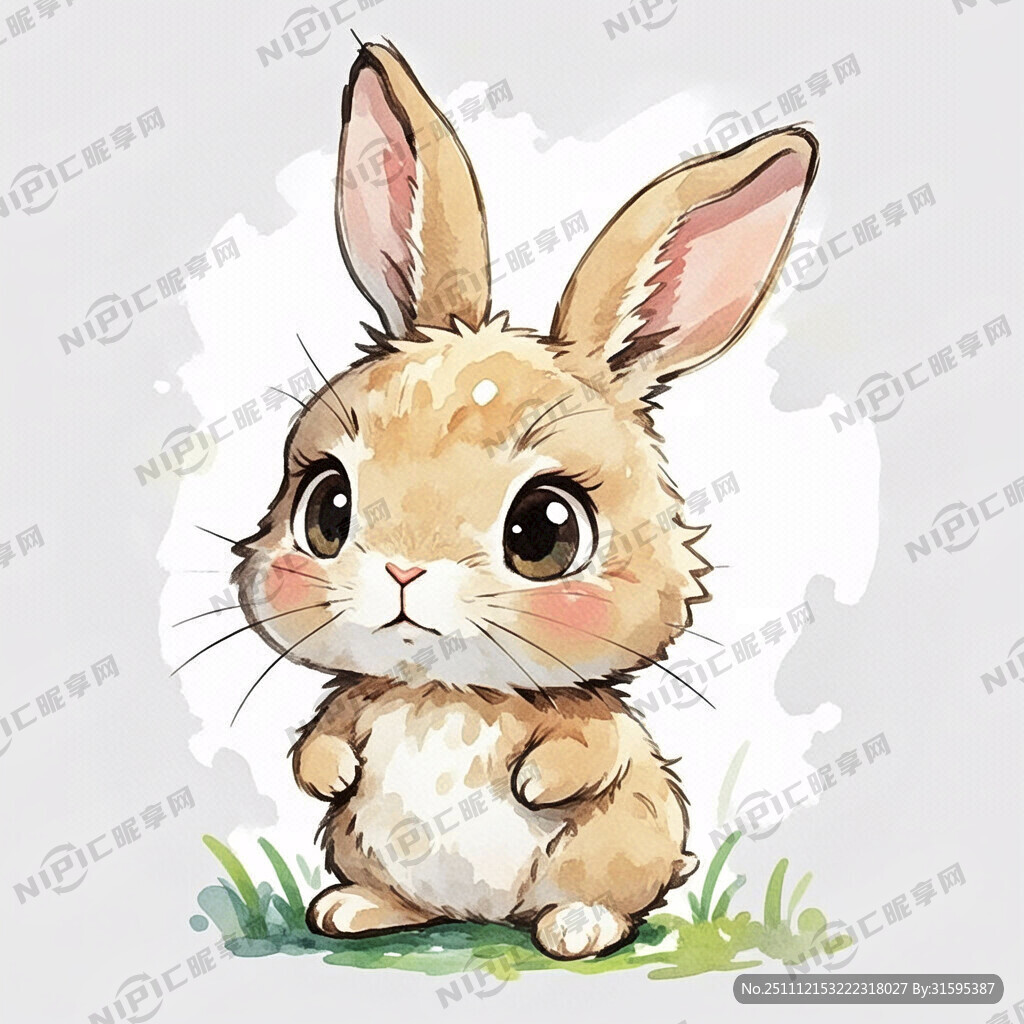 水彩 兔子 卡通