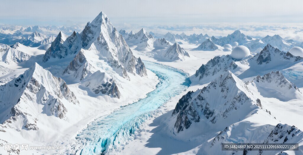 壮丽雪山冰川景观